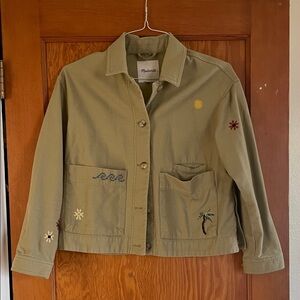Madewell Khaki Embroidered Utility Jacket